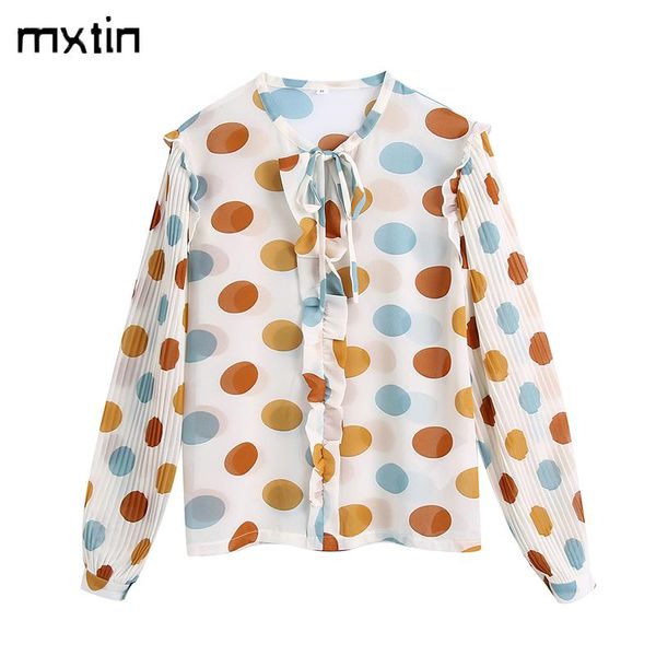 women spring fashion dot office wear loose blouses vintage bow lapel collar long sleeve female shirts blusas chic women's &, White
women spring fashion dot office wear loose blouses vintage bow lapel collar long sleeve female shirts blusas chic women's &, White