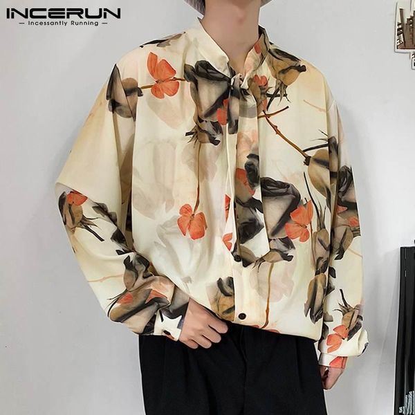 men's casual shirts fashion men shirt printing long sleeve lace up streetwear korean style button loose leisure camisas 7 ib5d, White;black
men's casual shirts fashion men shirt printing long sleeve lace up streetwear korean style button loose leisure camisas 7 ib5d, White;black