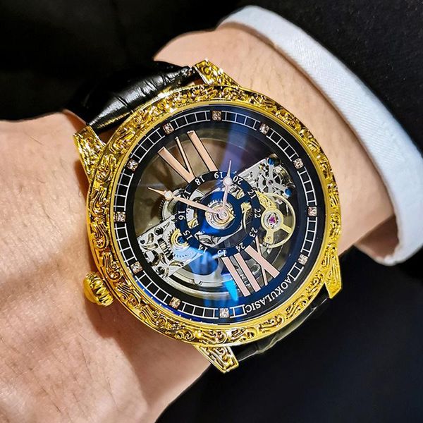 wristwatches aokulasic business men's watches mechanical tourbillon leather band watch, Slivery;brown
wristwatches aokulasic business men's watches mechanical tourbillon leather band watch, Slivery;brown