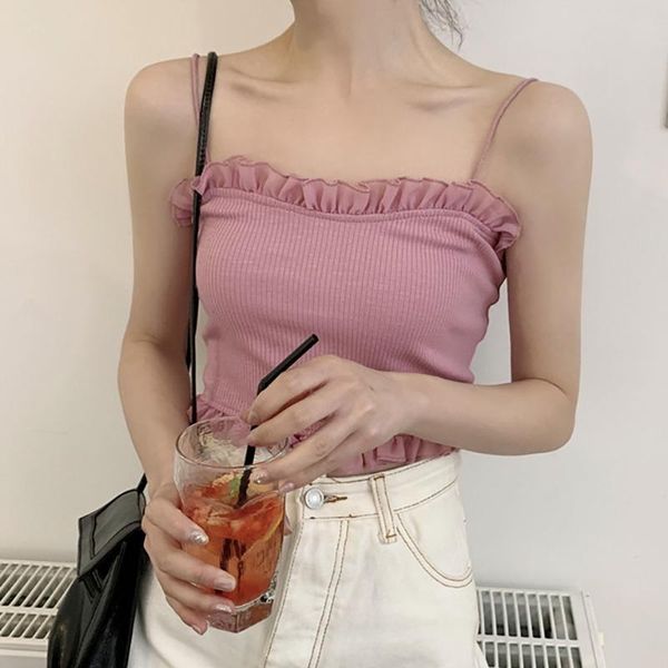 women's tanks & camis women tank solid color sleeveless strap camisole korean style summer sweet ruffled tube 5, White
women's tanks & camis women tank solid color sleeveless strap camisole korean style summer sweet ruffled tube 5, White