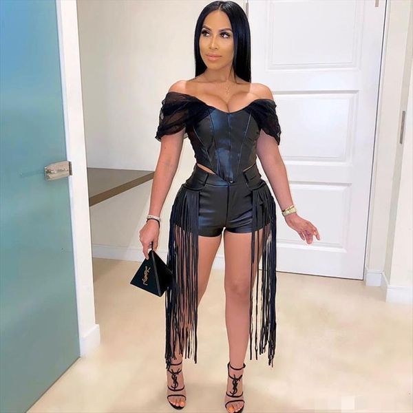 tassel pu leather 2 piece women tracksuits set clothes slash neck cap sleeve crop and shorts suit bodycon, Gray
tassel pu leather 2 piece women tracksuits set clothes slash neck cap sleeve crop and shorts suit bodycon, Gray