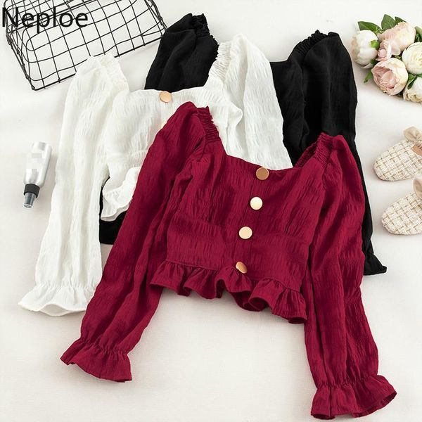 neploe ruffles blouse women solid square collar long sleeve buttons ladies blusa shirts summer 2021 fashion casual female women's blou, White
neploe ruffles blouse women solid square collar long sleeve buttons ladies blusa shirts summer 2021 fashion casual female women's blou, White