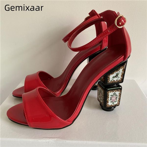 dress shoes unique print high heel sandals for girls women one-strap patent leather side fretwork open toe summer party, Black
dress shoes unique print high heel sandals for girls women one-strap patent leather side fretwork open toe summer party, Black