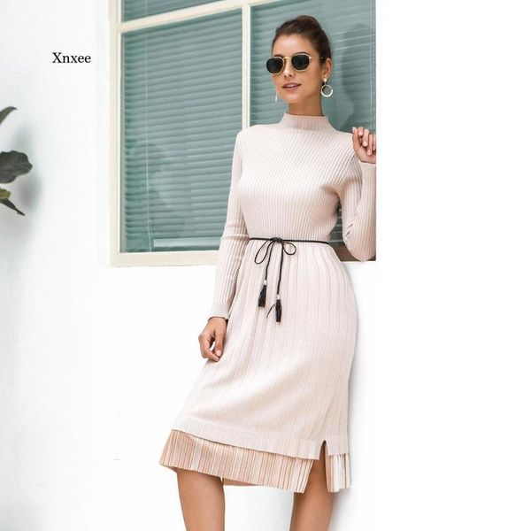 casual dresses patchwork sweater pleated dress pullover woman bodycon female autumn lace up midi knitted sweaters vestidos, Black;gray
casual dresses patchwork sweater pleated dress pullover woman bodycon female autumn lace up midi knitted sweaters vestidos, Black;gray