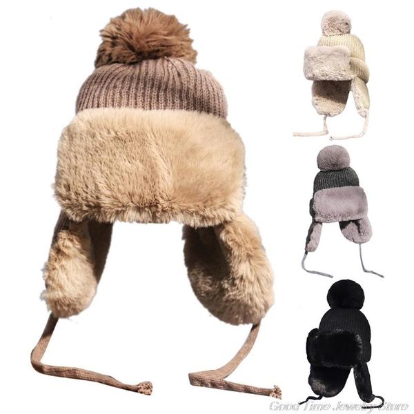 women winter knit pom trapper hat thick fluffy plush thermal warm snow ski windproof solid color beanie earflap cap m20 21 outdoor hats, Black;white
women winter knit pom trapper hat thick fluffy plush thermal warm snow ski windproof solid color beanie earflap cap m20 21 outdoor hats, Black;white