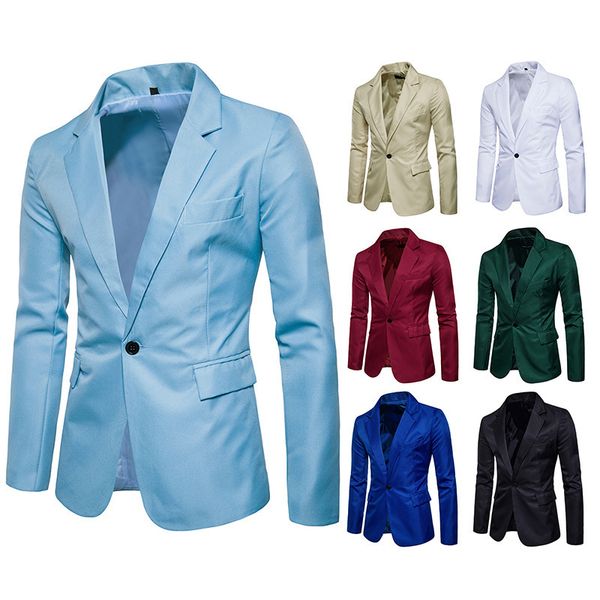 fashion suits 2021 men's style korean slim fit solid color european size blazer coat, White;black
fashion suits 2021 men's style korean slim fit solid color european size blazer coat, White;black
