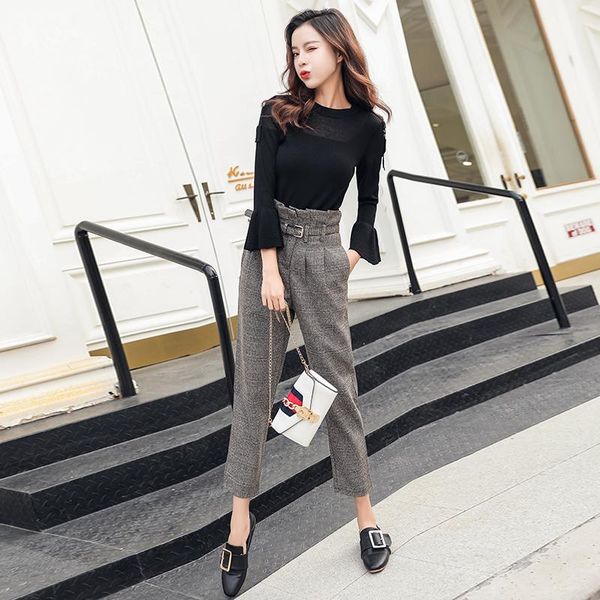 fashion women's two piece set autumn sweater+ high waist pants thin two-piece suit tide, White
fashion women's two piece set autumn sweater+ high waist pants thin two-piece suit tide, White