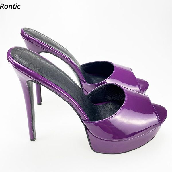 dress shoes rontic women platform mules sandals glossy slippers stiletto heel peep toe gorgeous dark purple party size 35-52, Black
dress shoes rontic women platform mules sandals glossy slippers stiletto heel peep toe gorgeous dark purple party size 35-52, Black