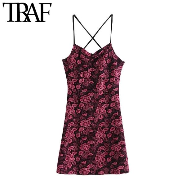 women fashion floral print velvet mini dress vintage backless cross thin straps female dresses mujer 210507, Black;gray
women fashion floral print velvet mini dress vintage backless cross thin straps female dresses mujer 210507, Black;gray