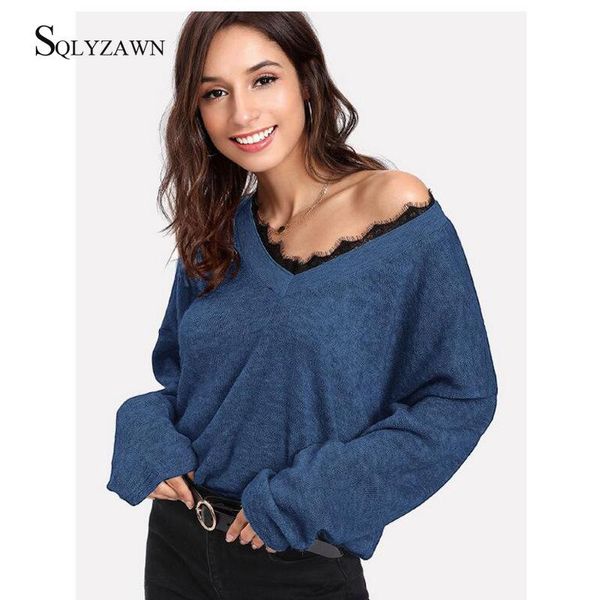 women's sweaters spring fall women v-neck lace patchwork solid sweater pullover female knitted jumper casual knitwear full sleeve femme, White;black
women's sweaters spring fall women v-neck lace patchwork solid sweater pullover female knitted jumper casual knitwear full sleeve femme, White;black
