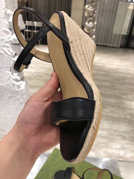 ollymurs new summer open toe slope heel ankle strap luxury brand wedges table sandals woven women's shoes 35-42, Black
ollymurs new summer open toe slope heel ankle strap luxury brand wedges table sandals woven women's shoes 35-42, Black