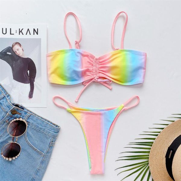 women's swimwear rainbow printed micro thong lace up bikini women female swimsuit two-pieces set bather bathing suit swim k3075, White;black
women's swimwear rainbow printed micro thong lace up bikini women female swimsuit two-pieces set bather bathing suit swim k3075, White;black