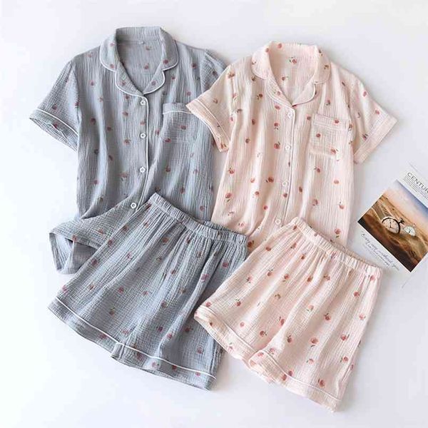 summer ladies short-sleeved shorts pajamas set 100% cotton crepe cloth thin home service two-piece spring and autumn loose 210809, Black;red
summer ladies short-sleeved shorts pajamas set 100% cotton crepe cloth thin home service two-piece spring and autumn loose 210809, Black;red