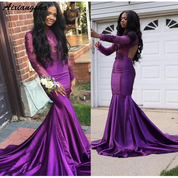party dresses purple mermaid prom long sleeve lace applique beading open back gowns african formal dress evening gown, White;black
party dresses purple mermaid prom long sleeve lace applique beading open back gowns african formal dress evening gown, White;black