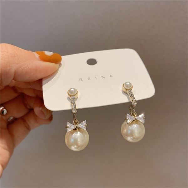 s925 silver needle korean pearl bow lady's temperament fashion celebrity 2021 new earrings, Black
s925 silver needle korean pearl bow lady's temperament fashion celebrity 2021 new earrings, Black