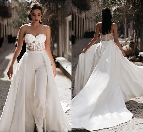 lace appliqued jumpsuits wedding dress with detachable skirt sweetheart tulle beach bridal dress boho gowns mother of the bride suits 2022, White
lace appliqued jumpsuits wedding dress with detachable skirt sweetheart tulle beach bridal dress boho gowns mother of the bride suits 2022, White