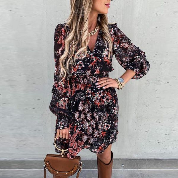 casual dresses vintage print women pufff sleeve mini dress elegant v-neck patchwork lady party fashion autumn femme streetwear vestidos, Black;gray
casual dresses vintage print women pufff sleeve mini dress elegant v-neck patchwork lady party fashion autumn femme streetwear vestidos, Black;gray