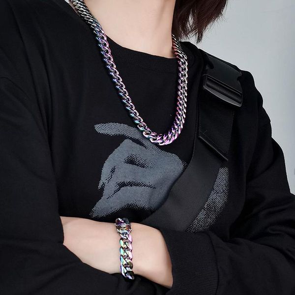 chains 2021 colorful quenching cuban chain hip hop women's men's necklace fashion jewelry gift accessories, Silver
chains 2021 colorful quenching cuban chain hip hop women's men's necklace fashion jewelry gift accessories, Silver