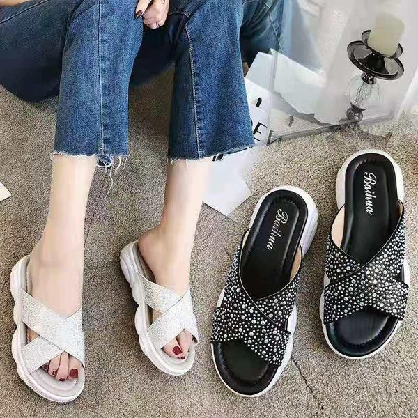 slippers 2021 fashion women summer bling crystal cross slip on ladies outdoor beach sandals light platform wedge casual shoes, Black
slippers 2021 fashion women summer bling crystal cross slip on ladies outdoor beach sandals light platform wedge casual shoes, Black