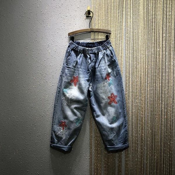 women's jeans 2021 spring heavy embroidery elastic-waist loose-fit female european style street large size jean pants, Blue
women's jeans 2021 spring heavy embroidery elastic-waist loose-fit female european style street large size jean pants, Blue