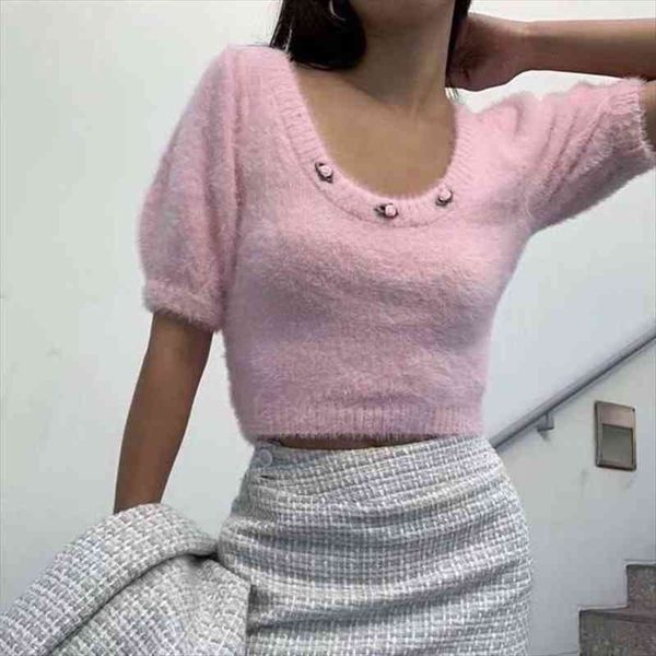 fall crop women cropped sweater knitted pink sweater korean flower cute pullover square neck puff sleeve, White;black
fall crop women cropped sweater knitted pink sweater korean flower cute pullover square neck puff sleeve, White;black
