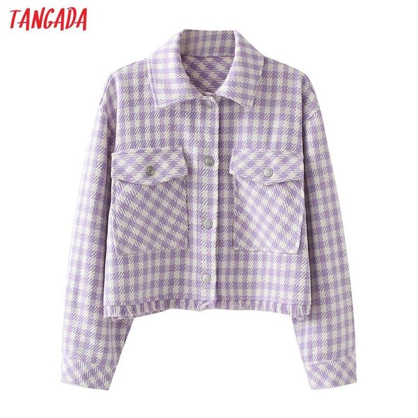 women's jackets tangada women houndstooth tweed crop coats jacket long sleeves pocket 2021 ladies elegant coat qw57, Black;brown
women's jackets tangada women houndstooth tweed crop coats jacket long sleeves pocket 2021 ladies elegant coat qw57, Black;brown