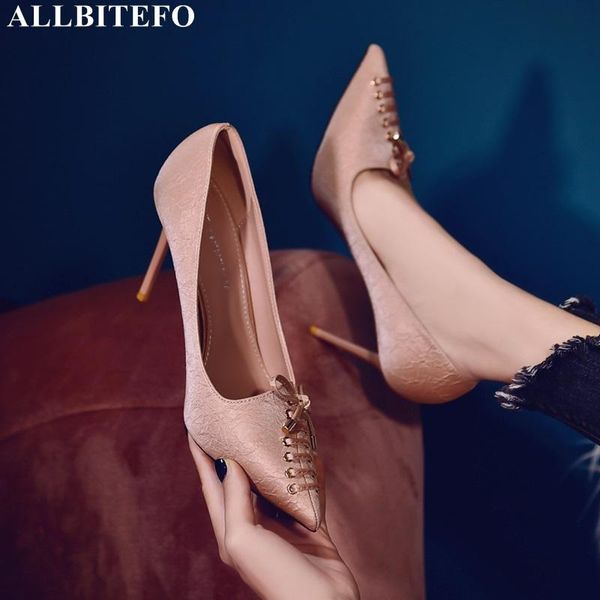 dress shoes allbitefo unique design high heels wedding women thin office ladies heel, Black