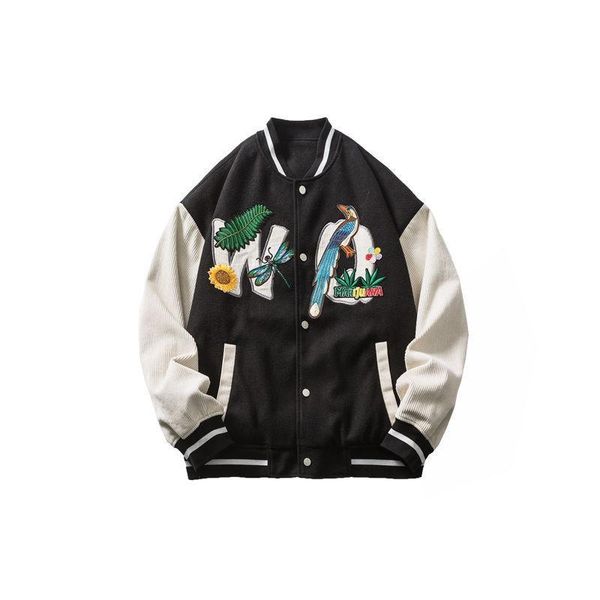 women's jackets embroidery black jacket women spring summer baseball uniform loose retro coat, Black;brown
women's jackets embroidery black jacket women spring summer baseball uniform loose retro coat, Black;brown