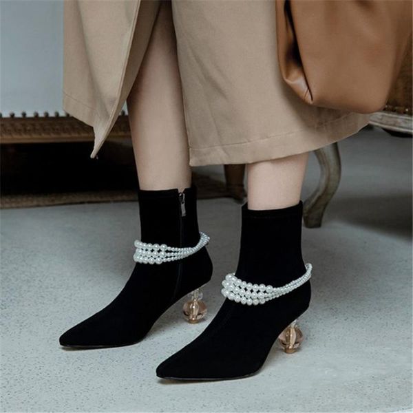 boots strange heel ankle for women pearl pointed toe high heels patent leather shoes quality, Black
boots strange heel ankle for women pearl pointed toe high heels patent leather shoes quality, Black
