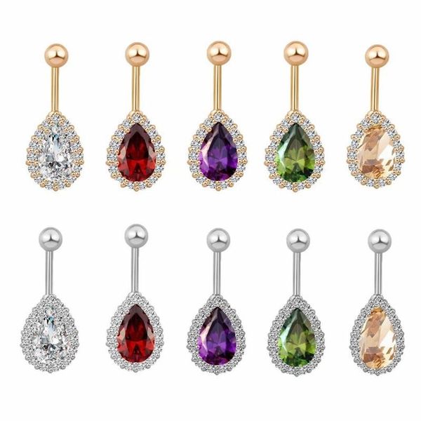 zircon diamond inlay navel rings multicolor water drop puncture jewelry umbilical nail steel belly ring accessories, Silver
zircon diamond inlay navel rings multicolor water drop puncture jewelry umbilical nail steel belly ring accessories, Silver