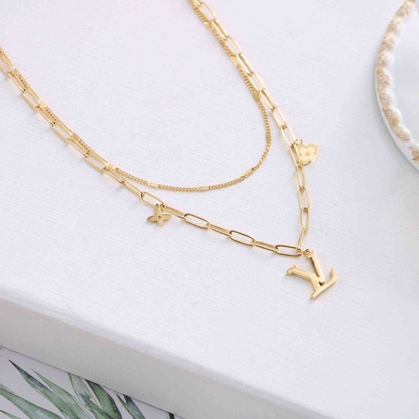 design jewelry decorative titanium steel old flower letter bracelet chain double-layer necklace clavicle chain simple high-grade feeling lig, Silver
design jewelry decorative titanium steel old flower letter bracelet chain double-layer necklace clavicle chain simple high-grade feeling lig, Silver