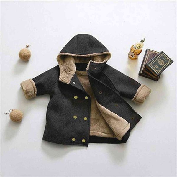 boys coat super soft woolen material brushed and thick winter childrens clothing, Black
boys coat super soft woolen material brushed and thick winter childrens clothing, Black