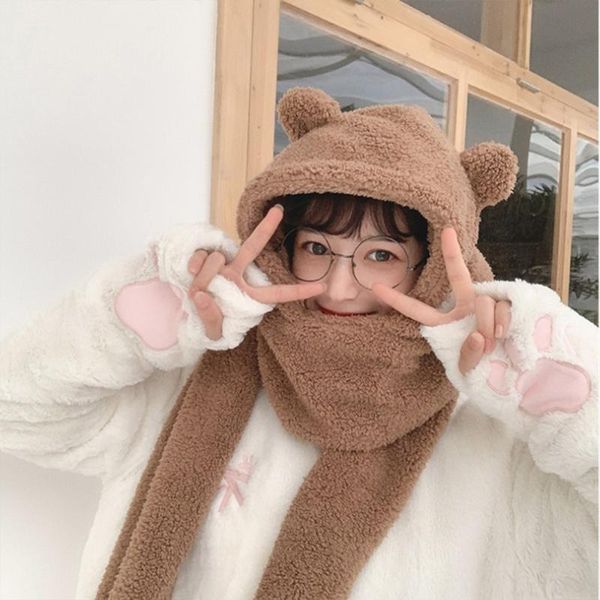 winter women novelty beanies caps 2021 fashion warm cute bear ear hat casual plush scarf set solid present cycling & masks, Black
winter women novelty beanies caps 2021 fashion warm cute bear ear hat casual plush scarf set solid present cycling & masks, Black