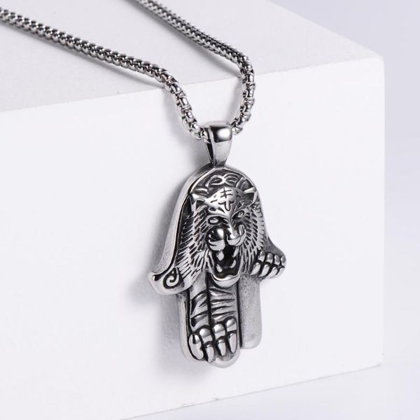 fashion punk hand stainless steel pendant necklaces men' jewelry tiger head necklace for men and women party gift, Silver
fashion punk hand stainless steel pendant necklaces men' jewelry tiger head necklace for men and women party gift, Silver