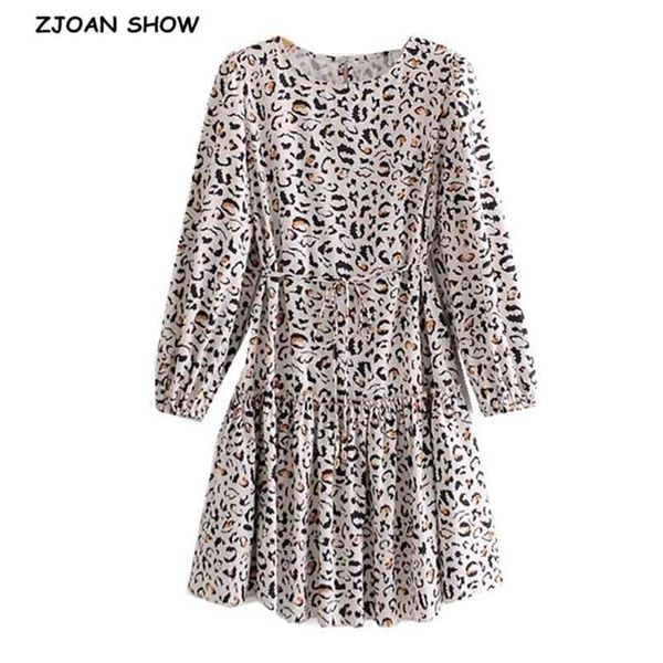 retro women leopard print long sleeve dress holiday lacing up tie bow waist swing mini short beach 210429, Black;gray
retro women leopard print long sleeve dress holiday lacing up tie bow waist swing mini short beach 210429, Black;gray