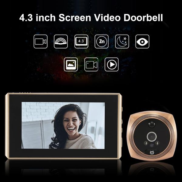doorbells 4.3 inch digital door eye camera audio video recording wide angle po peephole night vision pir motion doorbell
doorbells 4.3 inch digital door eye camera audio video recording wide angle po peephole night vision pir motion doorbell