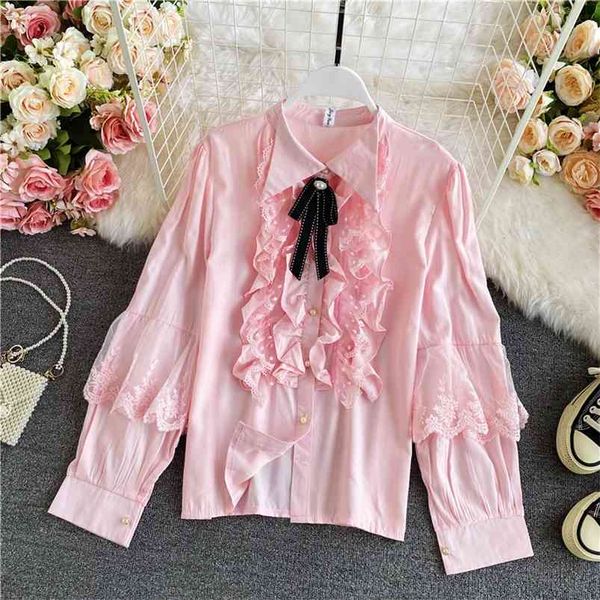 spring autumn temperament bowknot single-breasted shirt with wooden ears fashion loose puff sleeve uk751 210507, White
spring autumn temperament bowknot single-breasted shirt with wooden ears fashion loose puff sleeve uk751 210507, White