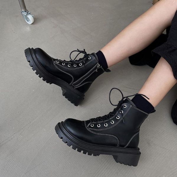boots fashion women 2021 autumn winter british style platform ankle round toe lace up motorcycle female, Black
boots fashion women 2021 autumn winter british style platform ankle round toe lace up motorcycle female, Black