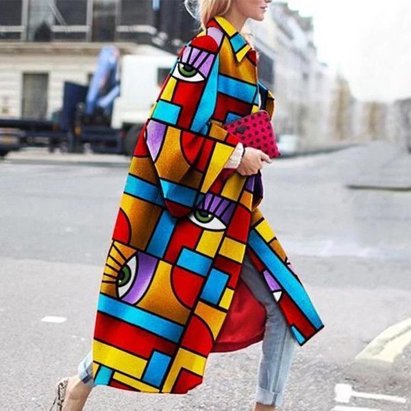 women's trench coats elegant geometry print long coat autumn winter flare sleeve jacket women lady 5xl turn-down collar windbreaker out, Tan;black
women's trench coats elegant geometry print long coat autumn winter flare sleeve jacket women lady 5xl turn-down collar windbreaker out, Tan;black