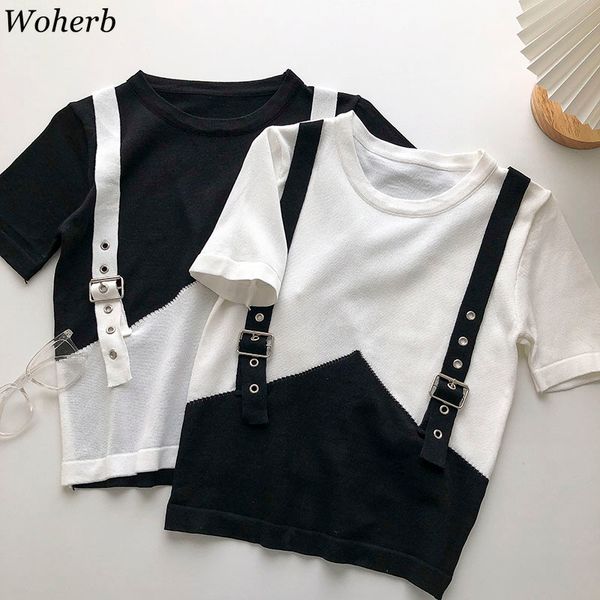 knit shirt for women's summer korean patchwork fake two-piece tshirt slim contrast color pullover tees fashion 210417, White
knit shirt for women's summer korean patchwork fake two-piece tshirt slim contrast color pullover tees fashion 210417, White