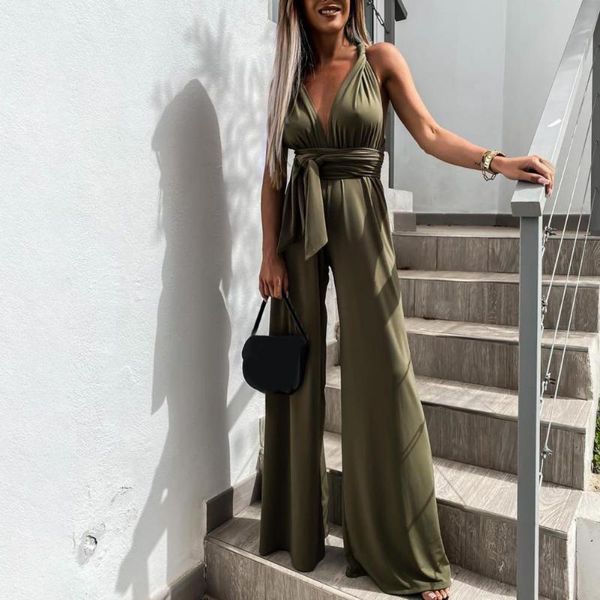 women's pants & capris 021 summer elegant solid v neck jumpsuit women sleeveless backless romper ladies fashion bandage belt wide leg p, Black;white
women's pants & capris 021 summer elegant solid v neck jumpsuit women sleeveless backless romper ladies fashion bandage belt wide leg p, Black;white