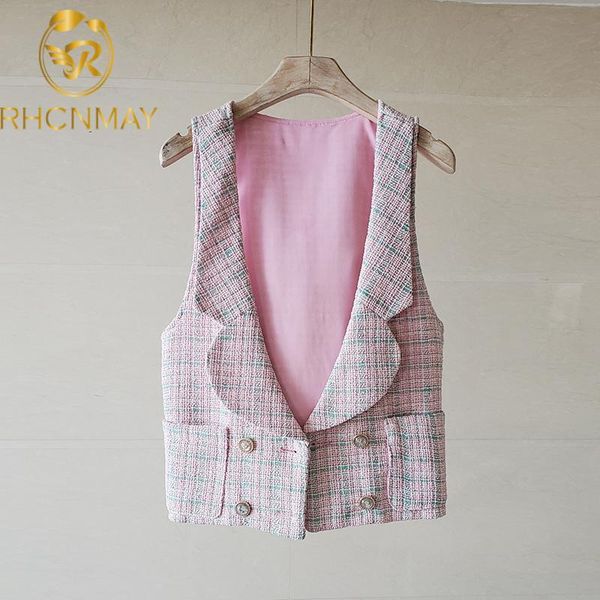 women's vests pink striped loose soft tweed sleeveless jacket woman vest coat double breasted buttons pockets outerwear lady 20, Black;white
women's vests pink striped loose soft tweed sleeveless jacket woman vest coat double breasted buttons pockets outerwear lady 20, Black;white