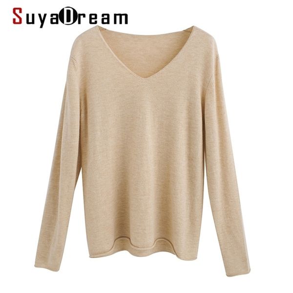 suyadream woman color wool sweaters 100%wool v neck pullovers solid basic sweaters fall winter shirts 210914, White;black
suyadream woman color wool sweaters 100%wool v neck pullovers solid basic sweaters fall winter shirts 210914, White;black