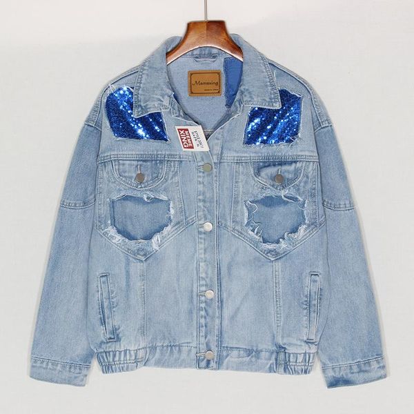 korean spring holes sequins patch design denim jacket coat women student outerwear loose long sleeve short jeans female women's jackets, Black;brown
korean spring holes sequins patch design denim jacket coat women student outerwear loose long sleeve short jeans female women's jackets, Black;brown