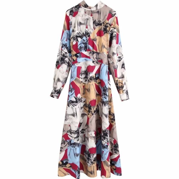 women vintage contrast color ink painting print casual sashes long dress ladies stand collar bow tied vestido dresses ds3047 210419, Black;gray
women vintage contrast color ink painting print casual sashes long dress ladies stand collar bow tied vestido dresses ds3047 210419, Black;gray