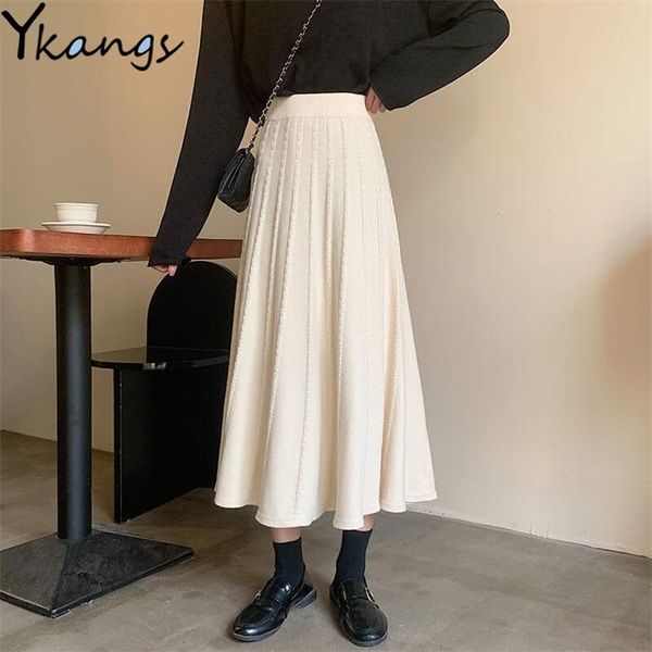 vintage knit long pleated skirt women high waist a line casual elegant black skirts streetwear spring autumn fashion midi saia 210421
vintage knit long pleated skirt women high waist a line casual elegant black skirts streetwear spring autumn fashion midi saia 210421