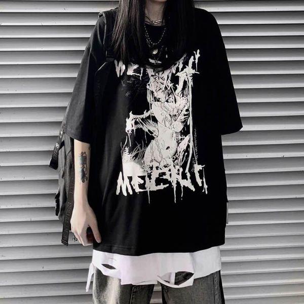 women's t-shirt men and women summer korean version harajuku bf wind dark personality street printing loose short-sleeved print, White
women's t-shirt men and women summer korean version harajuku bf wind dark personality street printing loose short-sleeved print, White
