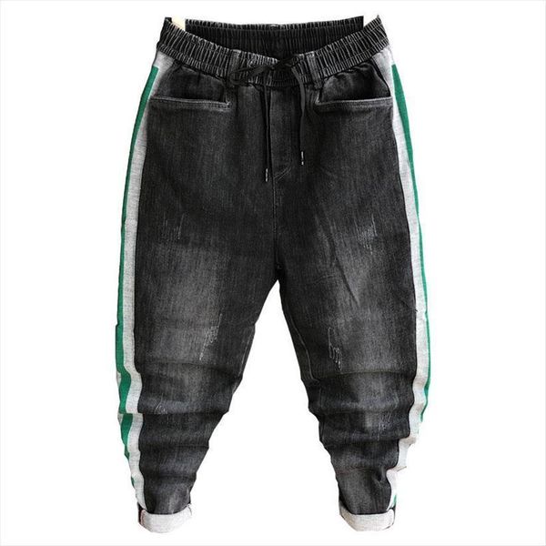 autumn fashion men`s harem denim women pants joggers ankle cuffed striped elastic waist drawstring street hip hop for male, Black
autumn fashion men`s harem denim women pants joggers ankle cuffed striped elastic waist drawstring street hip hop for male, Black