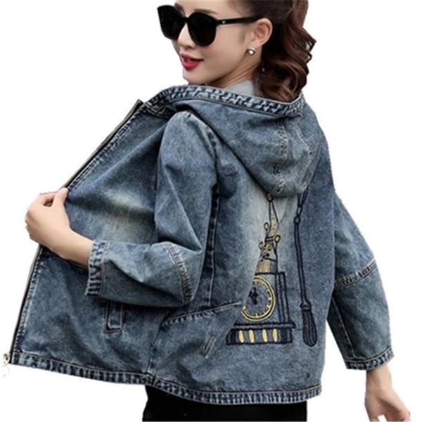 women's jackets 2021 fashion embroidery denim jacket coat women autumn casual plus size hooded jeans outerwear girls spring basic a343, Black;brown
women's jackets 2021 fashion embroidery denim jacket coat women autumn casual plus size hooded jeans outerwear girls spring basic a343, Black;brown