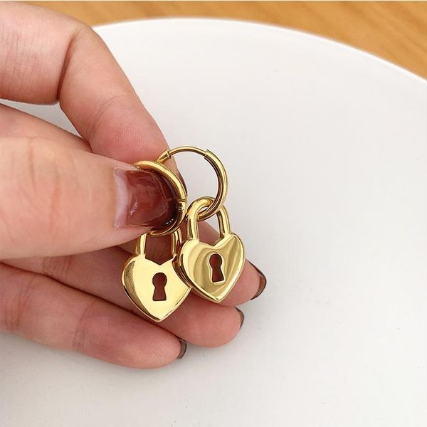 hoop & huggie real gold plated stainless steel earrings for women heart shape lock circle waterproof jewelry, Golden;silver
hoop & huggie real gold plated stainless steel earrings for women heart shape lock circle waterproof jewelry, Golden;silver